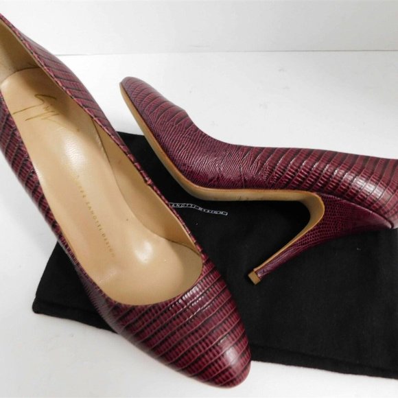 New Giuseppe Zanotti Burgundy‎ Genuine Reptile Pumps $900rt 37.5 - Picture 2 of 6